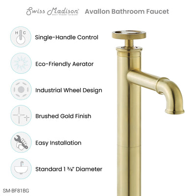 Avallon Single Hole, Single-Handle Wheel, High Arc Bathroom Faucet in Brushed Gold