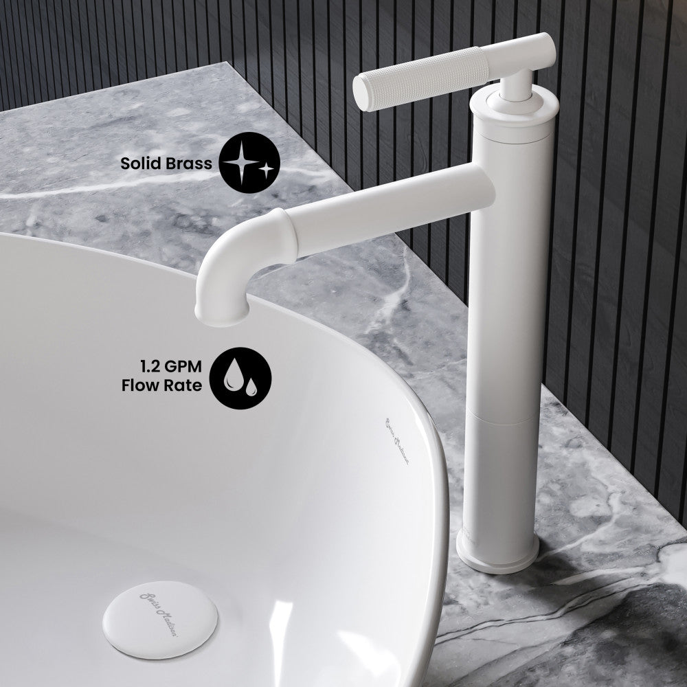 Avallon Single Hole, Single-Handle Sleek, High Arc Bathroom Faucet in Matte White