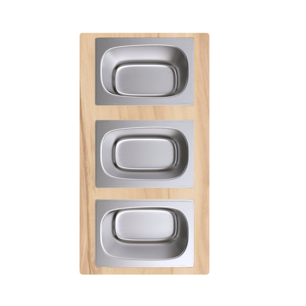 9 x 17 Condiment Serving Board with 3 Bowls