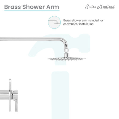 Ivy Single-Handle 1 Spray 8" Wall Mounted Fixed Shower Head in Chrome (Valve Included)