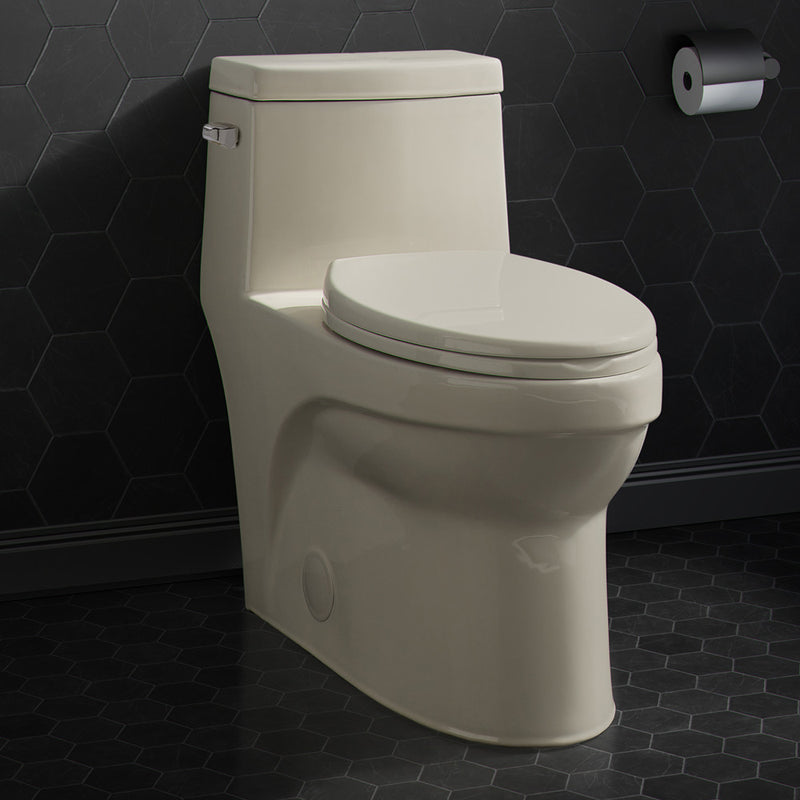 Virage One Piece Elongated Left Side Flush Handle Toilet 1.28 gpf in Bisque