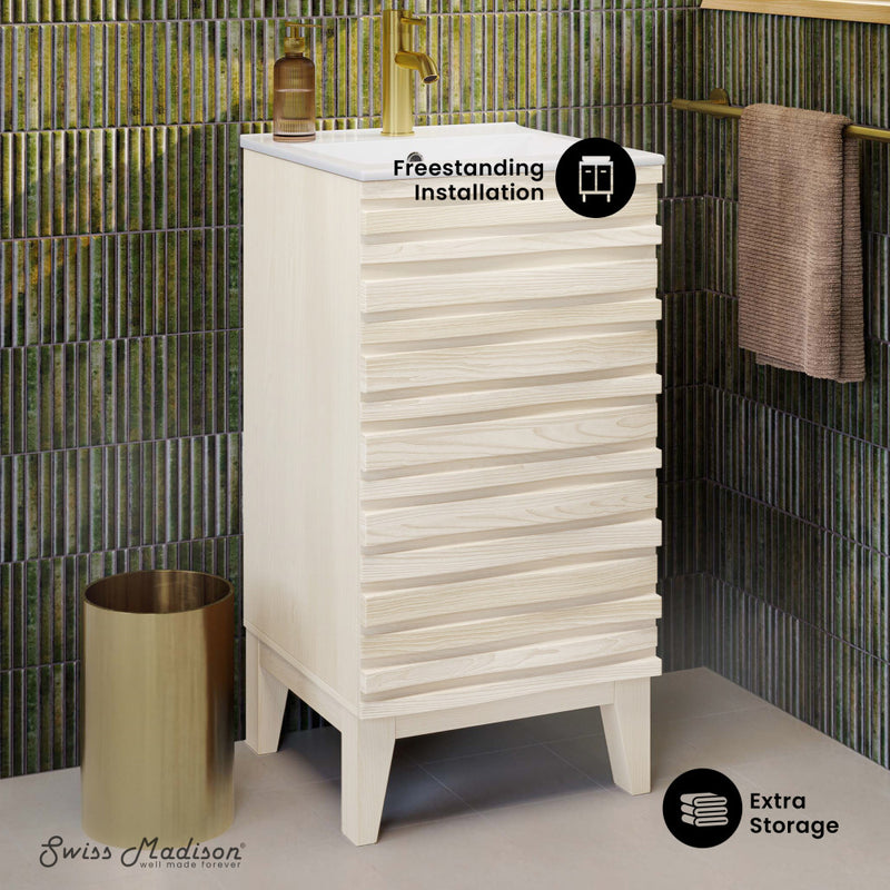 Cascade 18" Freestanding Bathroom Vanity in White Oak with Sink Top