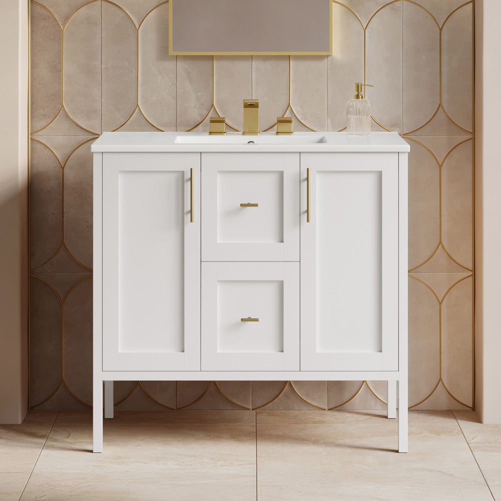 Forme 36" Modular Freestanding Bathroom Vanity with 3-Hole Widespread Top in White