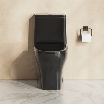 Sublime II One-Piece 12" Rough-in 1.1/1.6 GPF Dual Top Flush Round Compact Toilet in Glossy Black