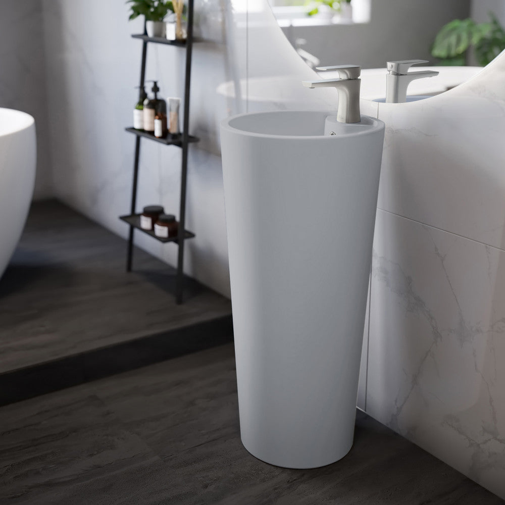 Monaco Circular Basin Pedestal Sink Matte Gray