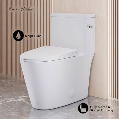 Dreux One-Piece 12" Rough-in 1.28 GPF Right Flush Elongated Toilet in Glossy White