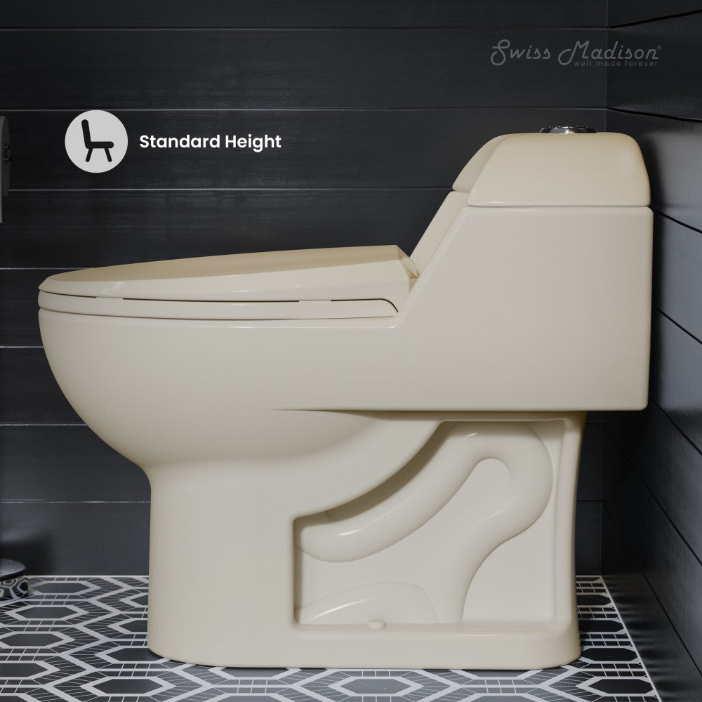 Chateau One-Piece Elongated Dual-Flush Toilet in Bisque 1.1/1.6 gpf
