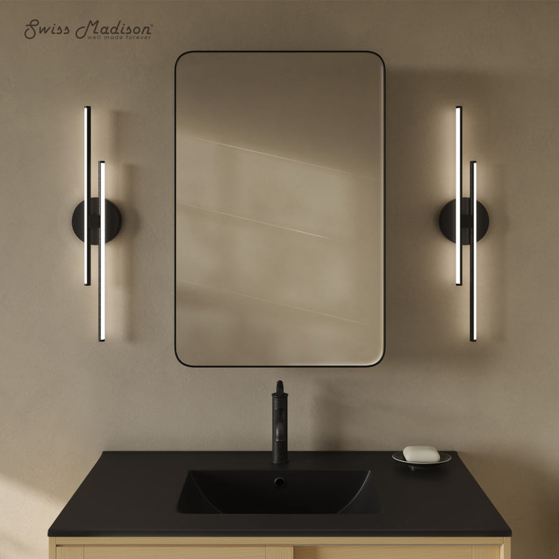 Pierre 20 x 30 Rectangle Recessed/Wall Mount Medicine Cabinet with Mirror in Matte Black