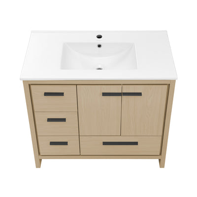 Virage 36" Freestanding Bathroom Vanity in Natural Oak with Sink Top