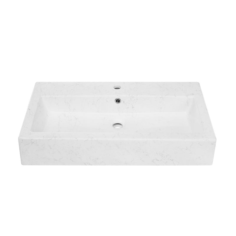 Voltaire Wide Rectangle Wall Hung Sink in Static Marble