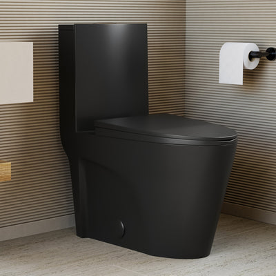 St. Tropez One-Piece 14" Rough-in 1.1/1.6 GPF Dual Top Flush Elongated Toilet in Matte Black