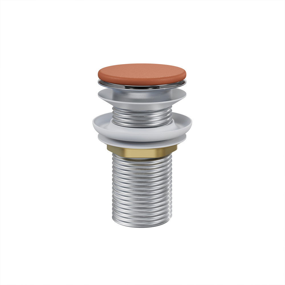 Lisse Concrete Bathroom Sink Non-Overflow Pop Up Drain in Matte Terracotta