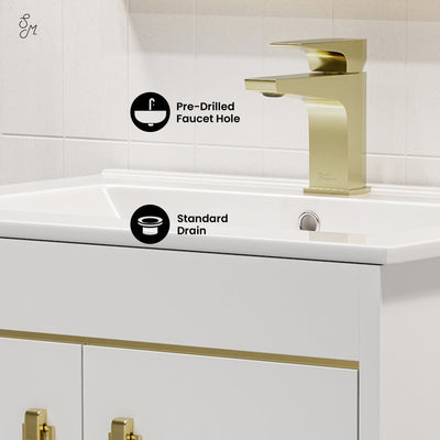 Lumiere 24" Freestanding Bathroom Vanity in White with Sink Top