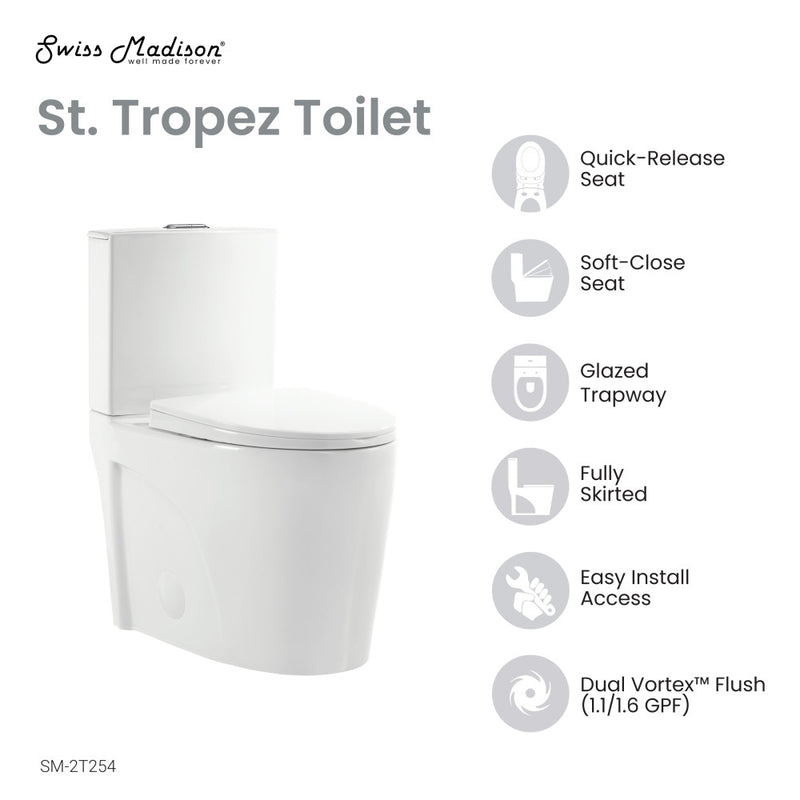 St. Tropez Two-Piece Elongated Toilet Vortex™ Dual-Flush 1.1/1.6 gpf