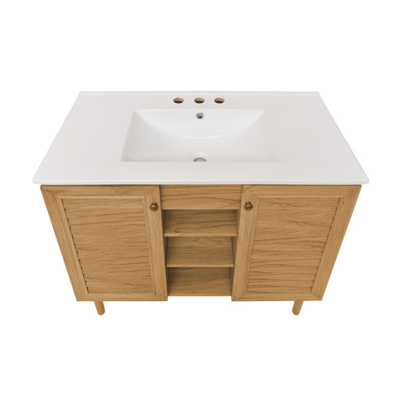 Bron 36" Freestanding Bathroom Vanity in Golden Oak with 3-Hole Widespread Sink Top