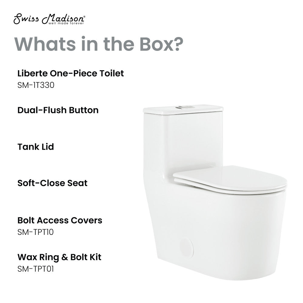 Liberte One-Piece Elongated Toilet Dual-Flush 1.1/1.6 gpf – Swiss