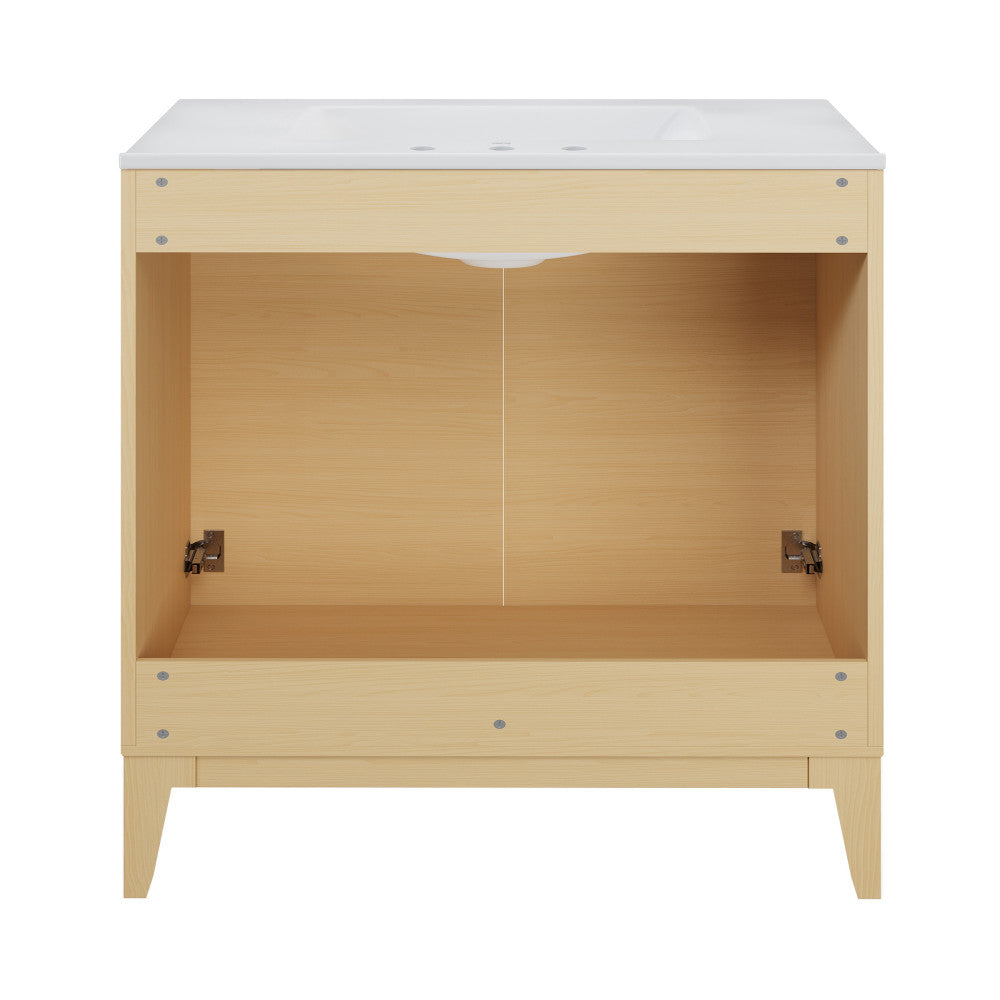 Cascade 30" Freestanding Bathroom Vanity in Natural Oak with 3-Hole Widespread Sink Top