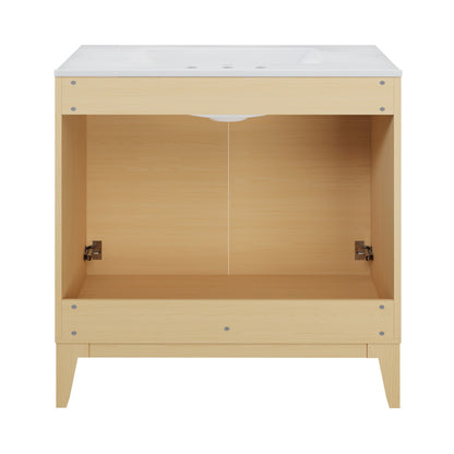 Cascade 30" Freestanding Bathroom Vanity in Natural Oak with 3-Hole Widespread Sink Top