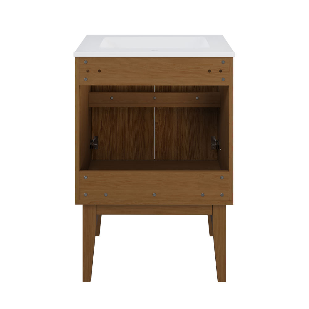 Bosse 24" Freestanding Bathroom Vanity in Brown Oak with Sink Top