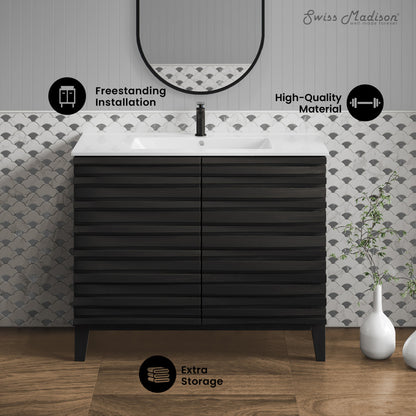 Cascade 30" Freestanding Bathroom Vanity in Black Oak with Sink Top