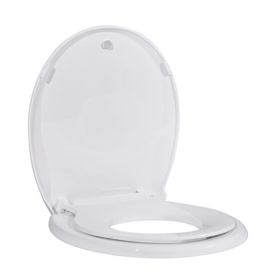 Round Toilet Seat with Toddler Seat Built In, Family Toilet Seat in Glossy White