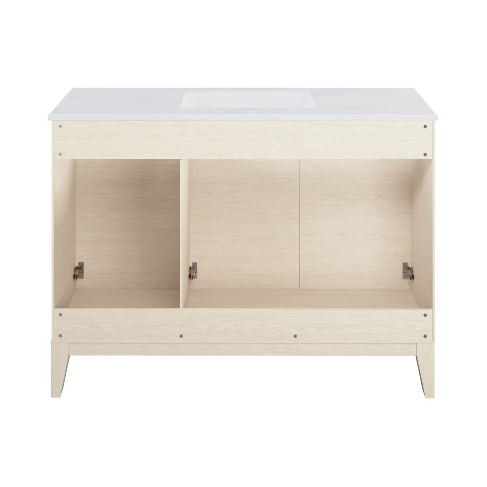 Cascade 48" Freestanding Bathroom Vanity in White Oak with 3-Hole Widespread Sink Top