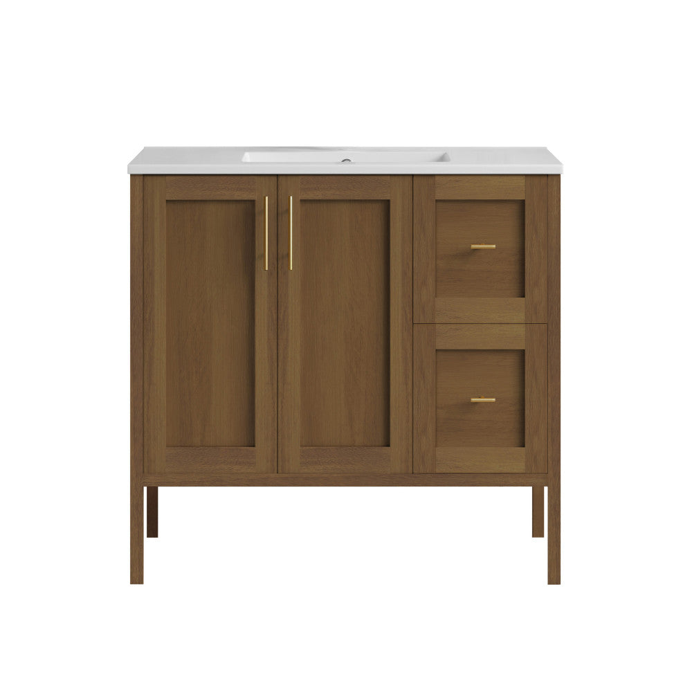Forme 36" Modular Freestanding Bathroom Vanity with Sink Top in Brown Oak