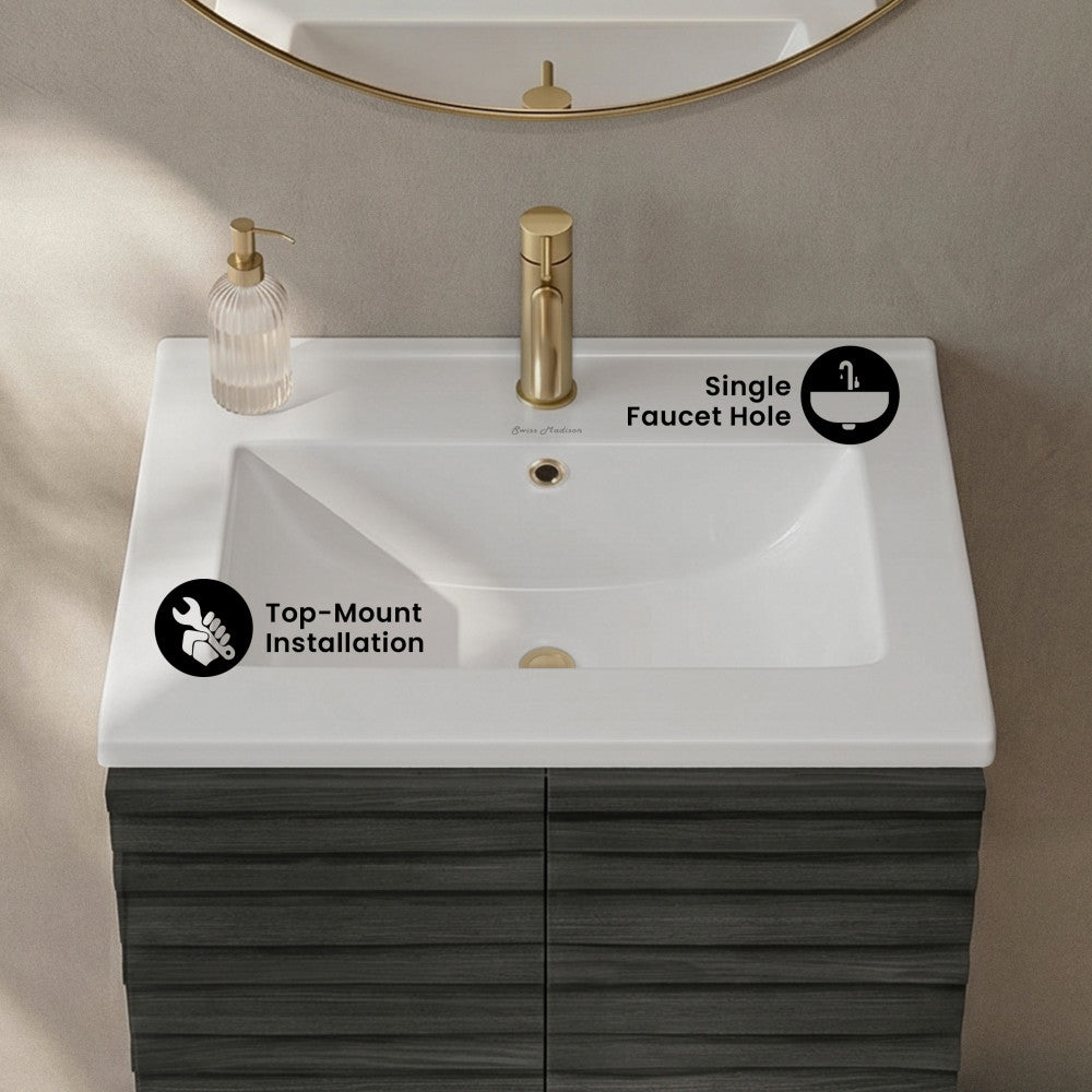Voltaire 25 Vanity Top Sink with Single Faucet Hole