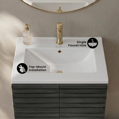Voltaire 25 Vanity Top Sink with Single Faucet Hole