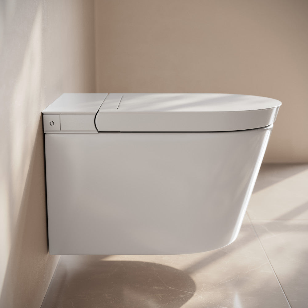 Hugo H Wall-Hung Toilet in Glossy White with Supporting Frame