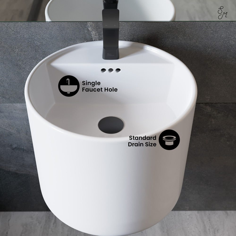 Monaco 18" Round Wall-Mount Bathroom Sink