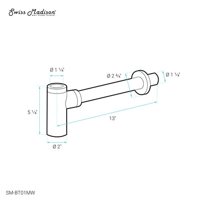 Bottle Trap Drain, Matte White