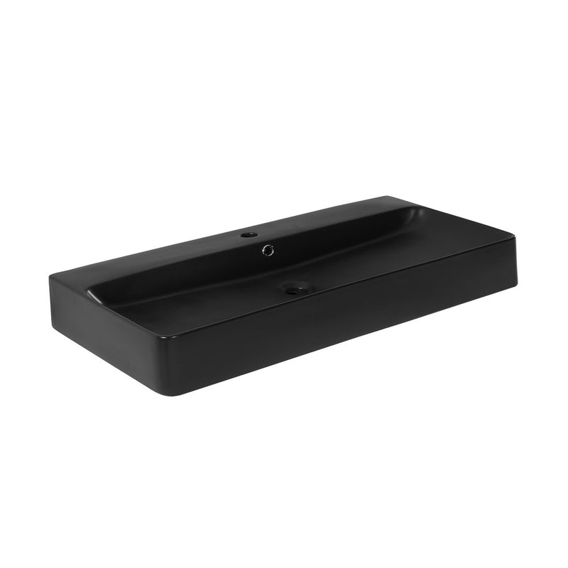 Carre 36"  Rectangle Wall-Mount Bathroom Sink in Matte Black