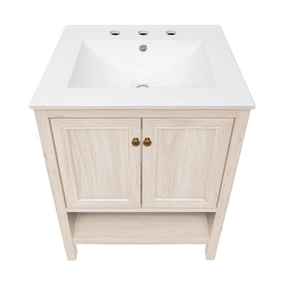Chateau 24" Freestanding Bathroom Vanity in White Oak with 3-Hole Widespread Sink Top