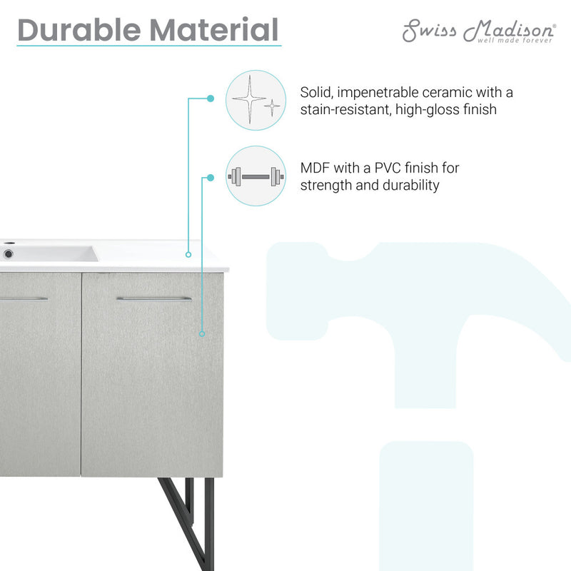 Annecy 48" Freestanding Bathroom Vanity in Gray with Sink Top