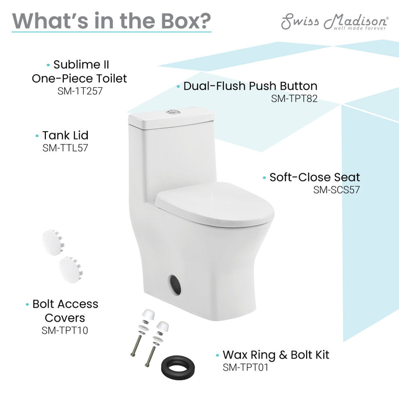 Sublime II One-Piece 12" Rough-in 1.1/1.6 GPF Dual Top Flush Round Compact Toilet in Glossy White