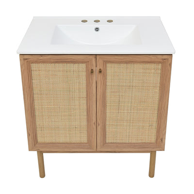 Classe 30" Freestanding Bathroom Vanity in Golden Oak with 3-Hole Widespread Sink Top