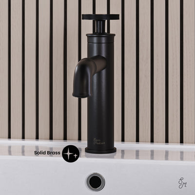 Avallon Single Hole, Single-Handle Wheel, Bathroom Faucet in Matte Black