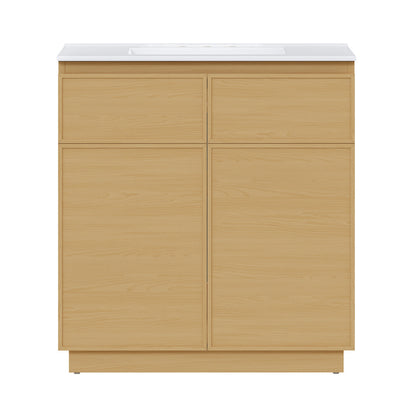 St. Tropez 36" Freestanding Bathroom Vanity in Natural Oak with 3-Hole Widespread Sink Top