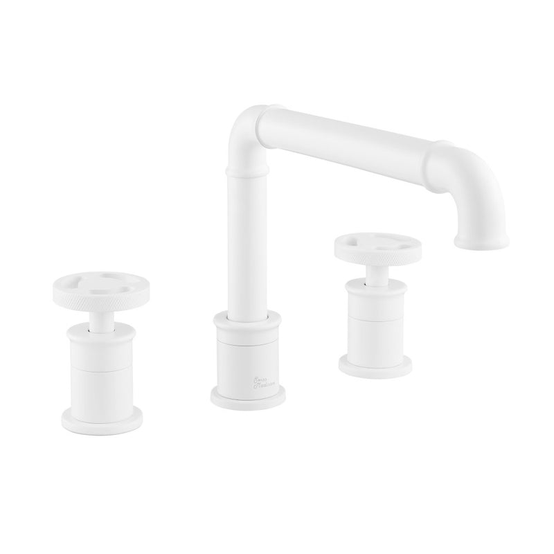 Avallon 8 in. Widespread, 2-Handle Wheel, Bathroom Faucet in Matte White