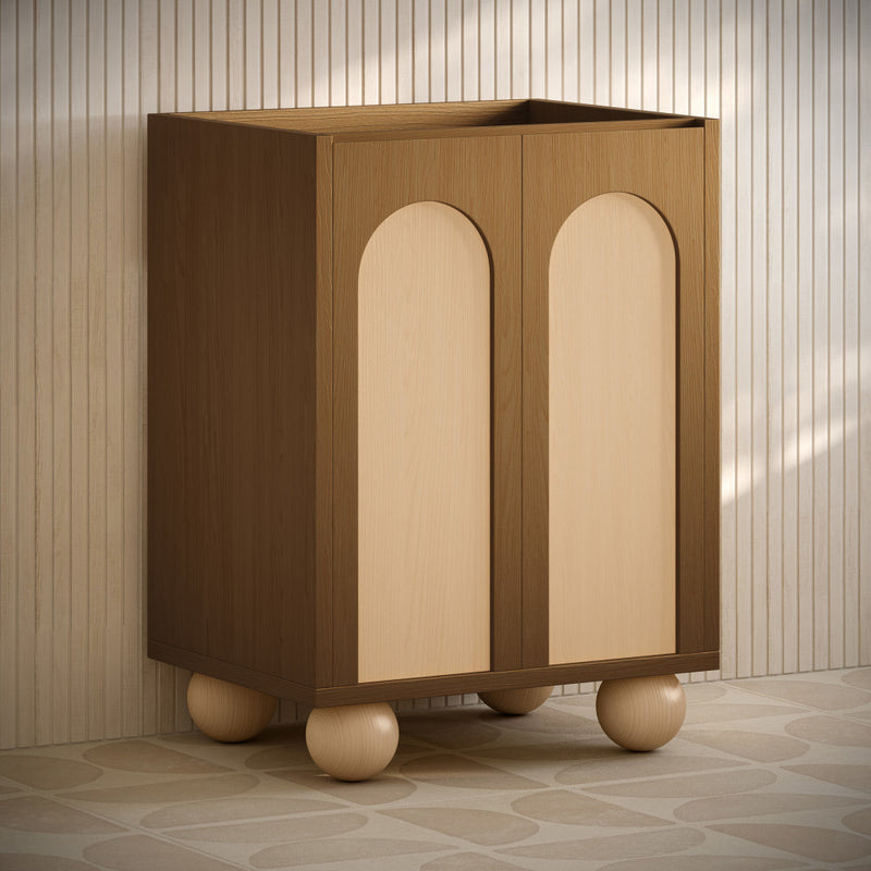 Plaisir II 24" Freestanding Bathroom Vanity Cabinet without Top in Brown Oak