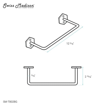 Brusque 12" Towel Bar in Brushed Gold