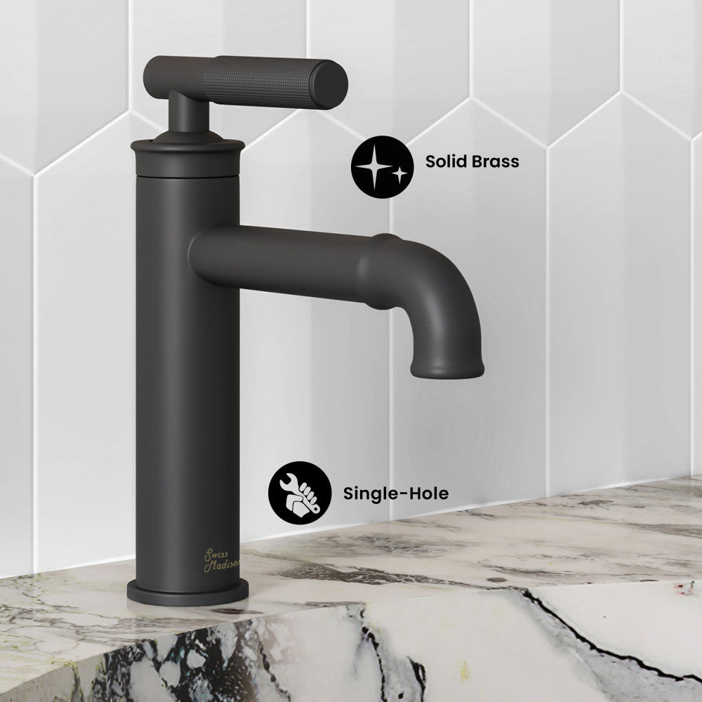 Avallon Single Hole, Single-Handle Sleek, Bathroom Faucet in Matte Black