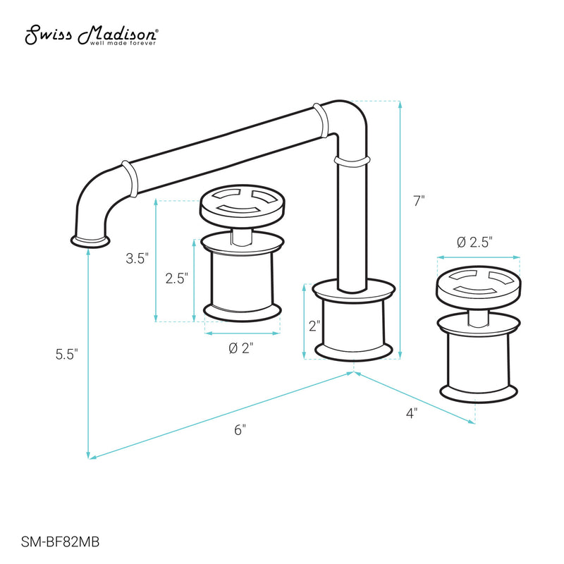 Avallon 8 in. Widespread, 2-Handle Wheel, Bathroom Faucet in Matte Black