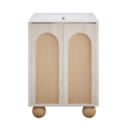 Plaisir II 24" Freestanding Bathroom Vanity in White Oak with 3-Hole Widespread Sink Top