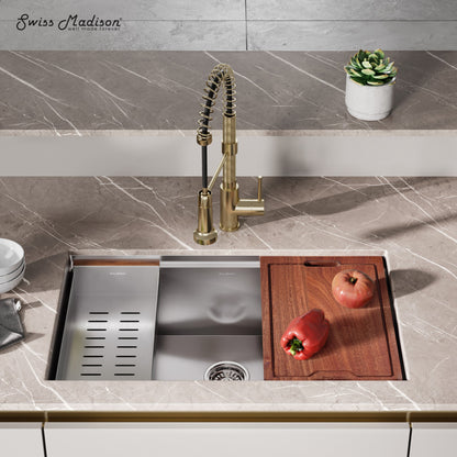 Rivage 32 x 19 Single Basin Undermount Kitchen Workstation Sink