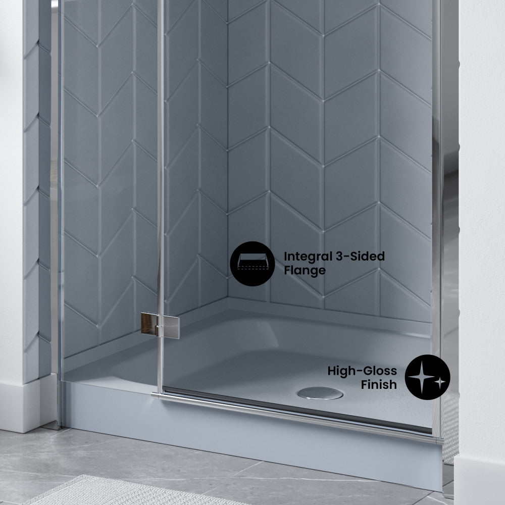 Voltaire 36" x 36" Single-Threshold, Center Drain, Shower Base in Gray