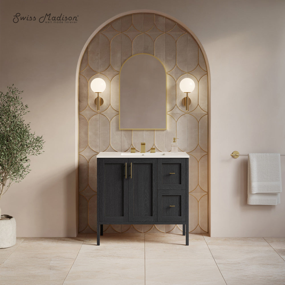 Forme 36" Modular Freestanding Bathroom Vanity with 3-Hole Widespread Top in Black Oak
