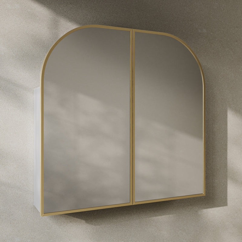 Porte 32 x 31 Arched Recessed/Wall Mount Medicine Cabinet with Mirror in Gold