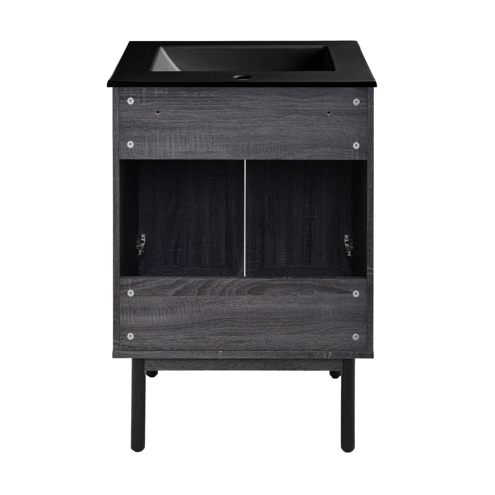 Classe 24" Freestanding Bathroom Vanity in Black Oak with Black Sink Top